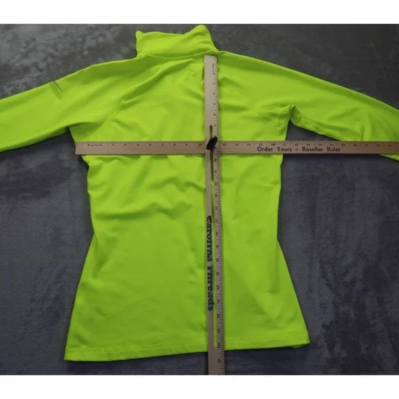 Nike Pro Dri Fit Neon Yellow 1/4 Zip Pullover Women's Size M Running Run - Picture 5 of 7